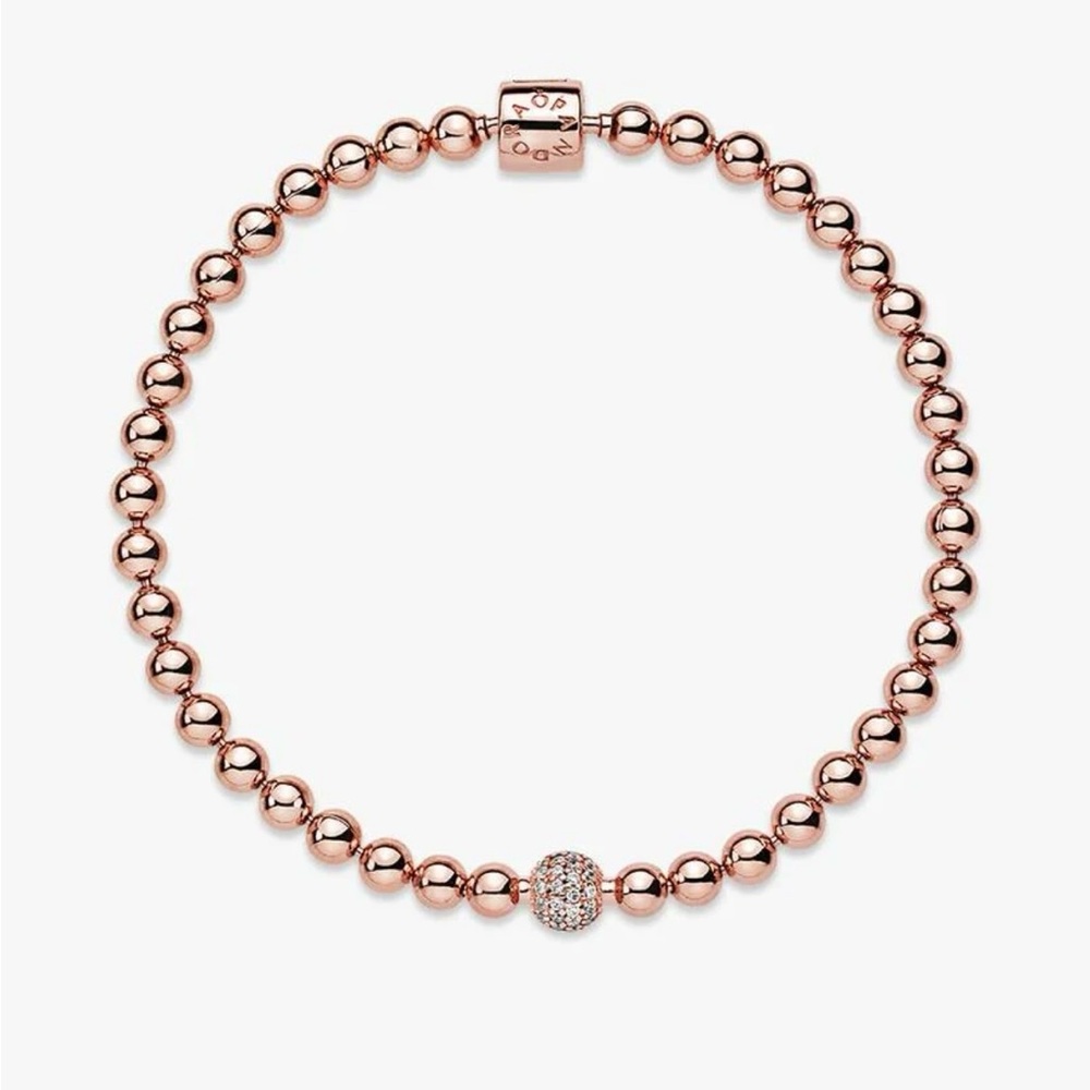 Pandora 14k Rose Gold Beads & Pavé Bracelet
